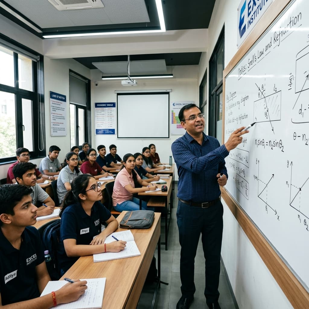 Teacher explaining science concepts to student